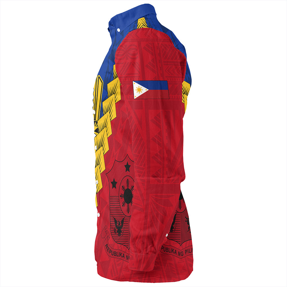 Philippines Long Sleeve Shirt Philippines Sun Polynesian With Flag