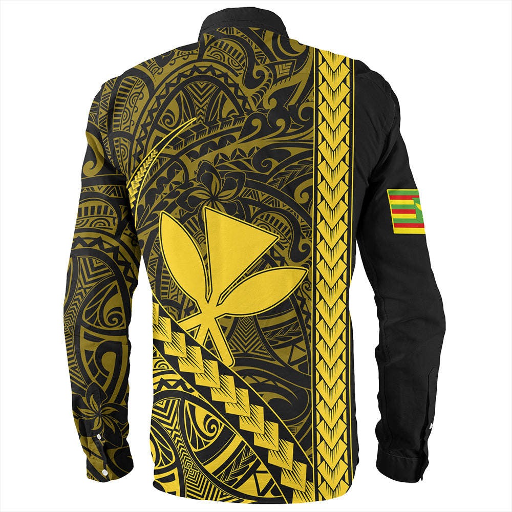 Hawaii Long Sleeve Shirt Tribal Polynesian Kanaka Maoli Yellow