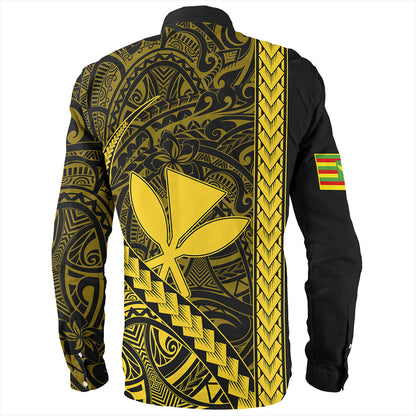 Hawaii Long Sleeve Shirt Tribal Polynesian Kanaka Maoli Yellow