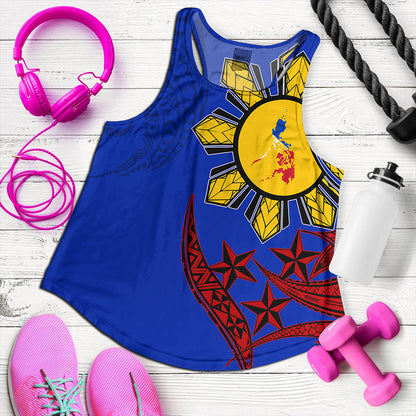 Philippines Women Tank Tribal Sun In My Heart Color Flag Style