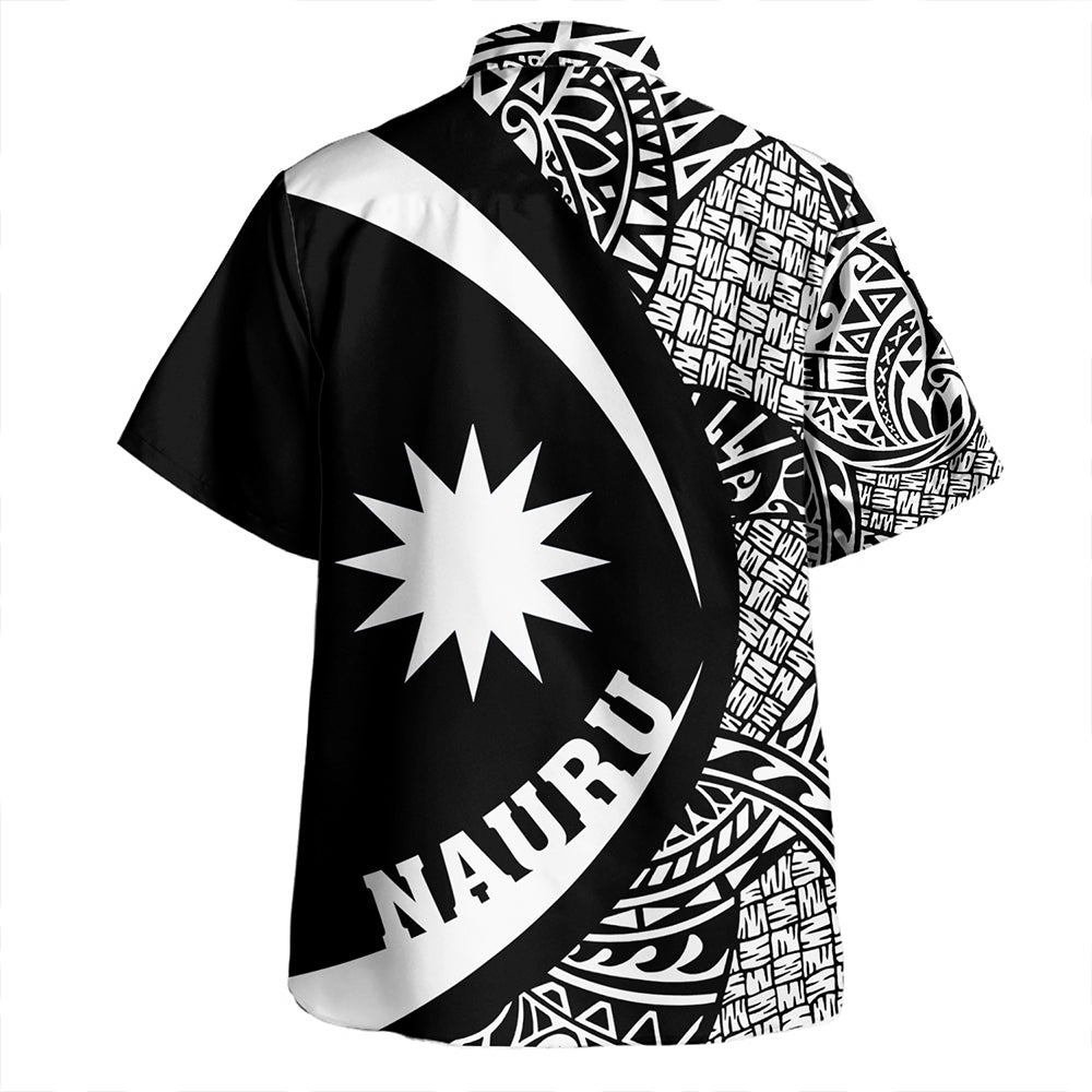 Nauru Hawaiian Shirt Coat Of Arm Lauhala White Circle