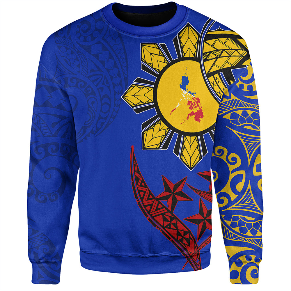 Philippines Sweatshirt Tribal Sun In My Heart Color Flag Style
