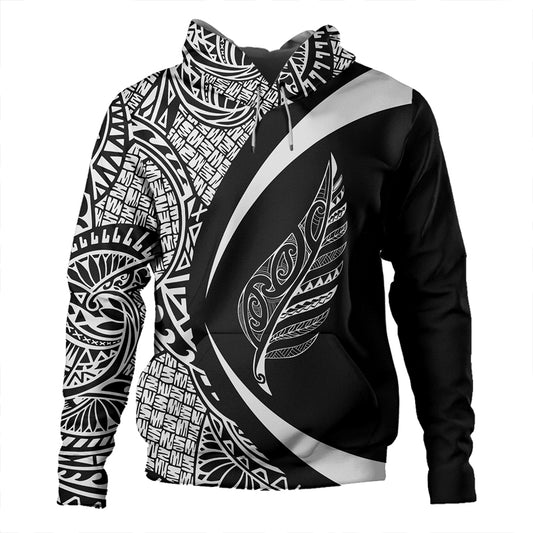 New Zealand Hoodie Silver Fern Lauhala White Circle