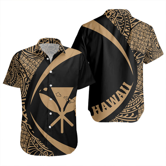 Hawaii Short Sleeve Shirt Kanaka Maoli Hawaiian Map Lauhala Circle