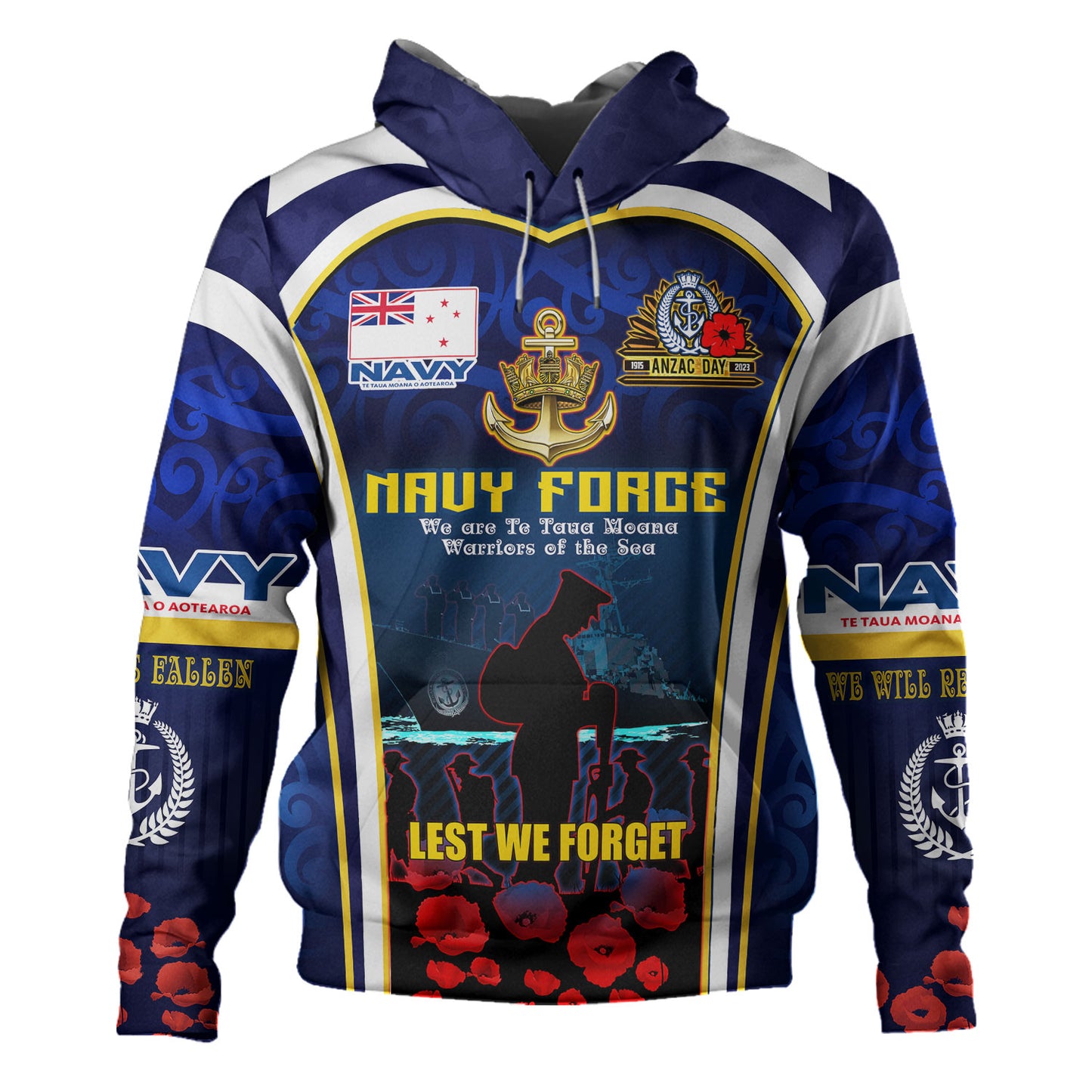 New Zealand Hoodie Custom Anzac Day Royal New Zealand Navy Te Taua Moana o Aotearoa