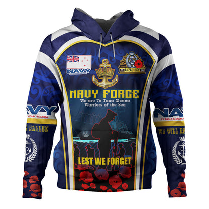 New Zealand Hoodie Custom Anzac Day Royal New Zealand Navy Te Taua Moana o Aotearoa