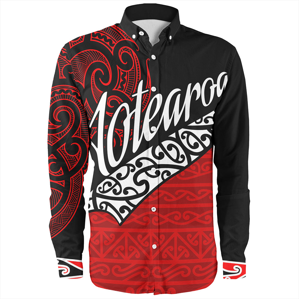 New Zealand Long Sleeve Shirt Aotearoa Maori Flag Puhoro Pattern