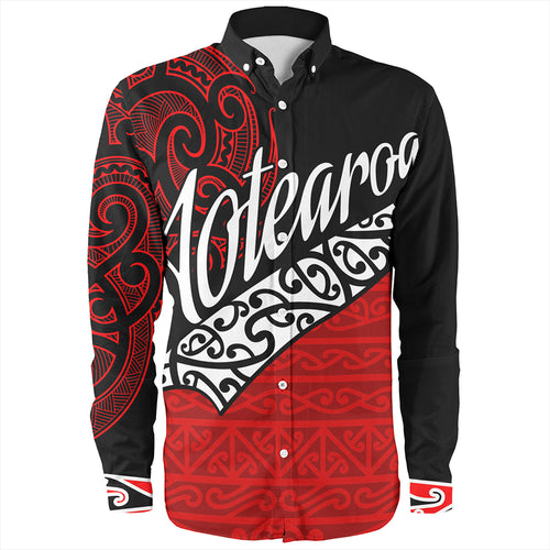 New Zealand Long Sleeve Shirt Aotearoa Maori Flag Puhoro Pattern