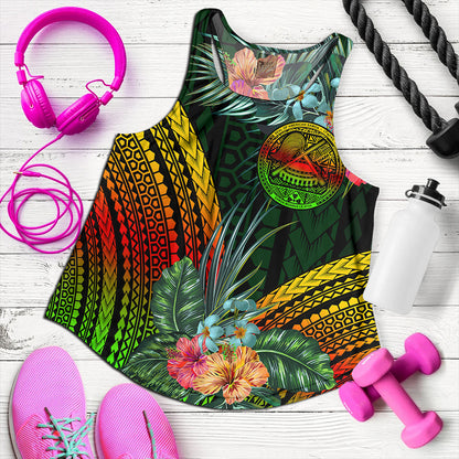 American Samoa Women Tank Polynesian Tropical Style Flower