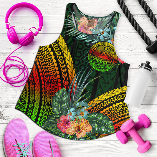 American Samoa Women Tank Polynesian Tropical Style Flower