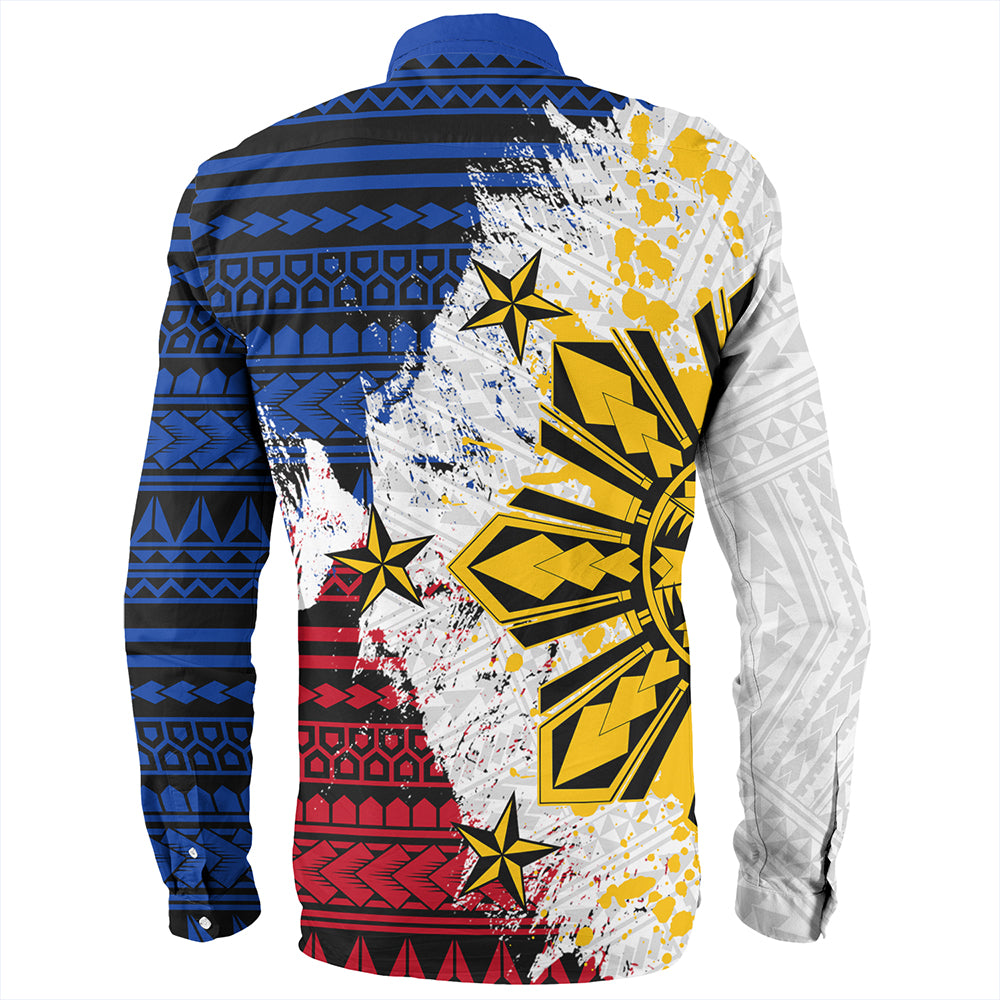 Philippines Long Sleeve Shirt Filipino Sun Flag Grunge Style