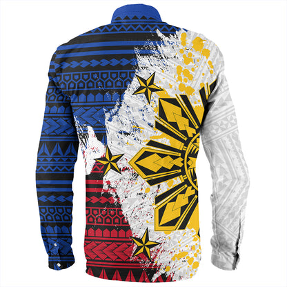 Philippines Long Sleeve Shirt Filipino Sun Flag Grunge Style