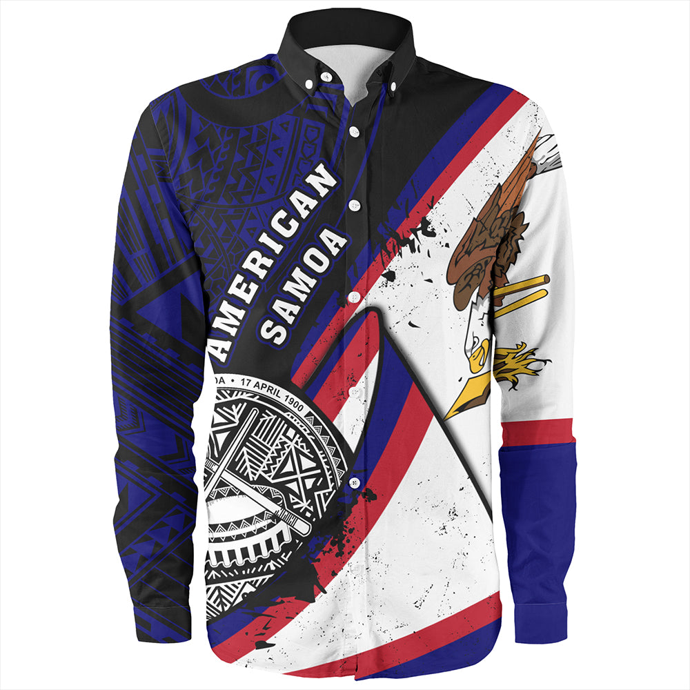 American Samoa Long Sleeve Shirt Polynesia Flag Shoul Style