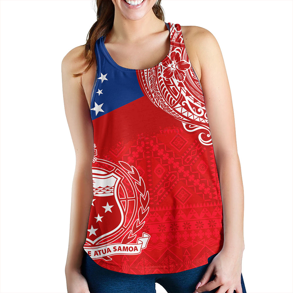 Samoa Women Tank Polynesian Flag With Coat Of Arms