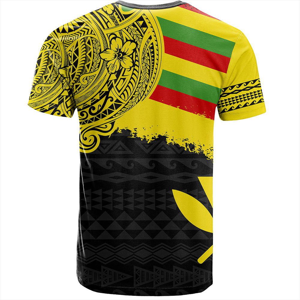 Kanaka Maoli T-Shirt Polynesian Flag With Coat Of Arms