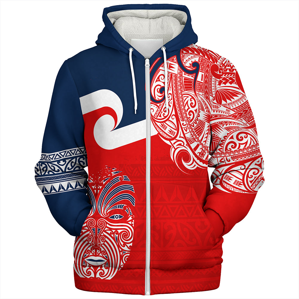 New Zealand Sherpa Hoodie Tino Rangatiratanga Maori Mask