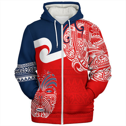 New Zealand Sherpa Hoodie Tino Rangatiratanga Maori Mask