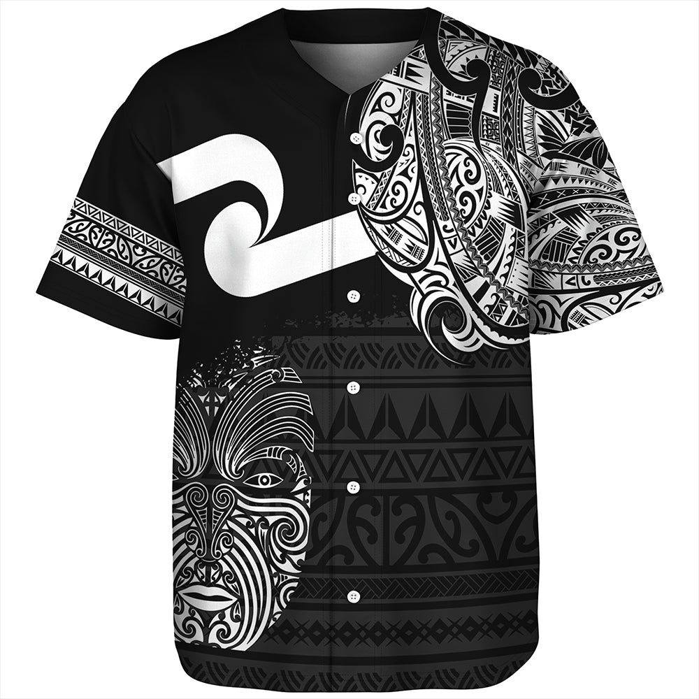 New Zealand Baseball Shirt Tino Rangatiratanga Maori Mask Black