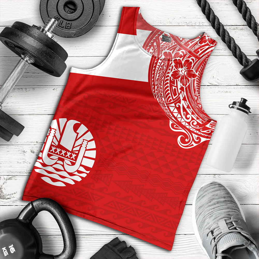 Polynesian Tank Top Tahiti Flag With Coat Of Arms