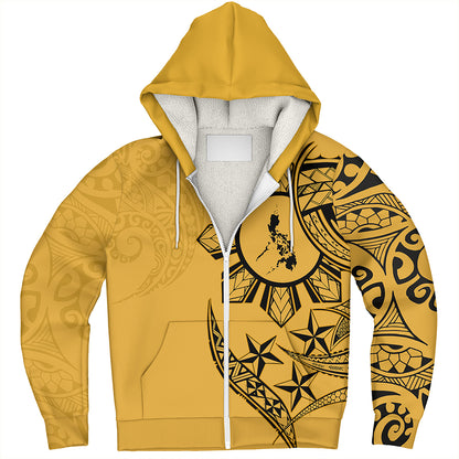 Philippines Sherpa Hoodie Tribal Sun In My Heart Gold Style