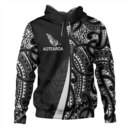 New Zealand Hoodie Country Aotearoa Maori Pattern Silver Fern