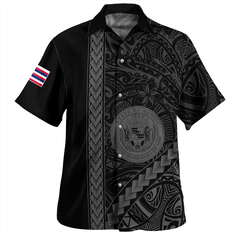 Hawaii Hawaiian Shirt Tribal Polynesian Coat Of Arms Gray