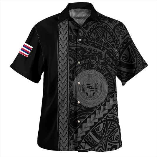 Hawaii Hawaiian Shirt Tribal Polynesian Coat Of Arms Gray