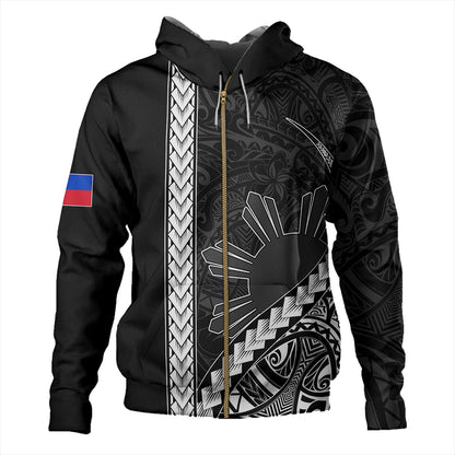 Philippines Hoodie Tribal Polynesian Sun Gray