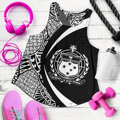 Samoa Women Tank Coat Of Arm Lauhala White Circle