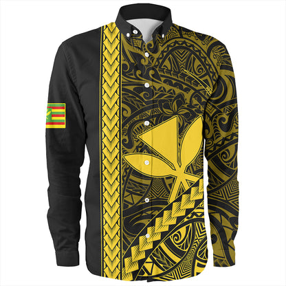 Hawaii Long Sleeve Shirt Tribal Polynesian Kanaka Maoli Yellow