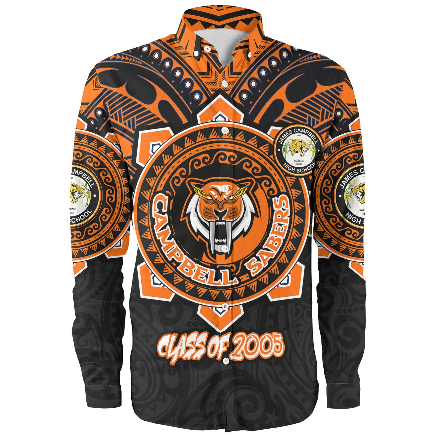 Hawaii Long Sleeve Shirt Custom James Campbell High School SaberNation Super Sabers Tribal Style