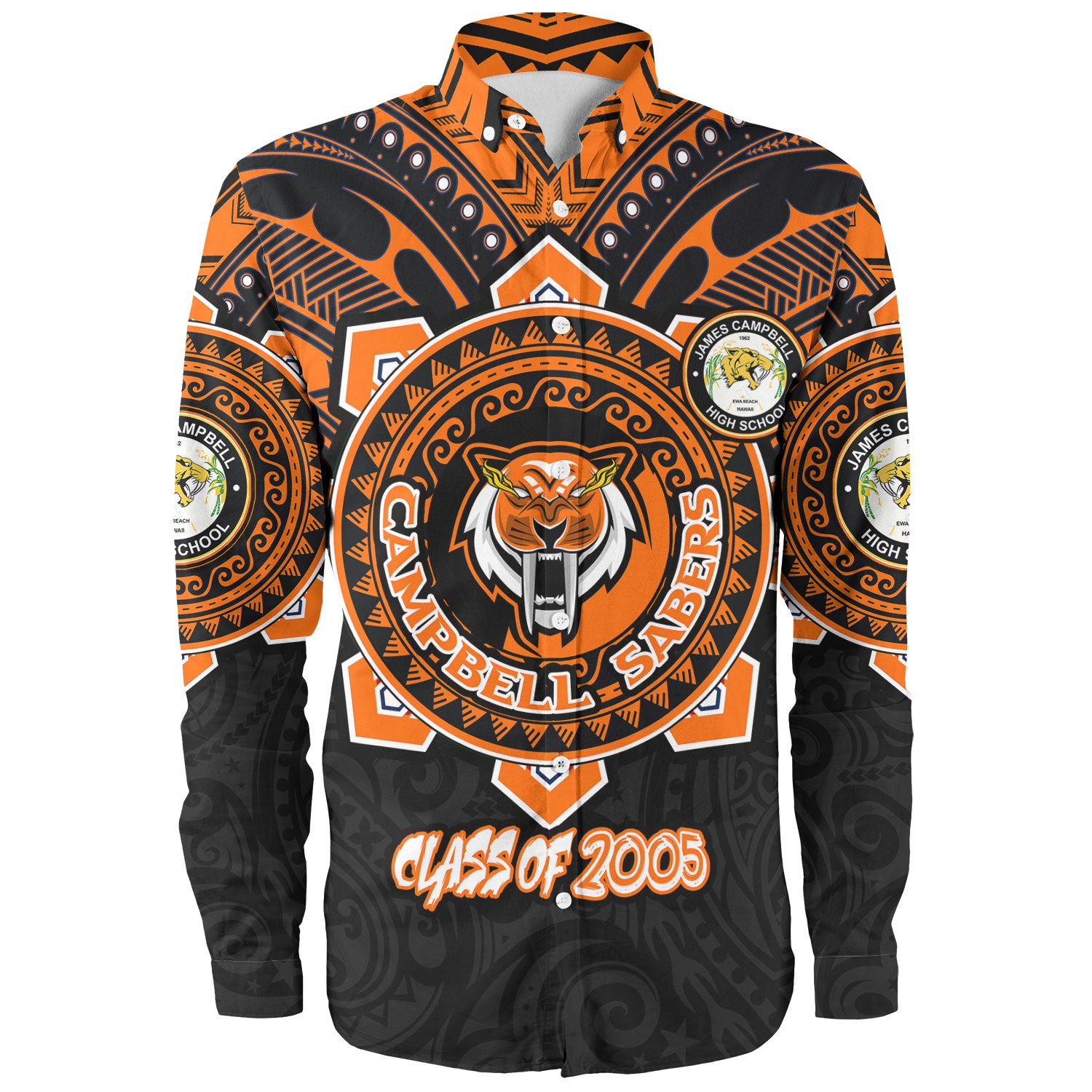 Hawaii Long Sleeve Shirt Custom James Campbell High School SaberNation Super Sabers Tribal Style