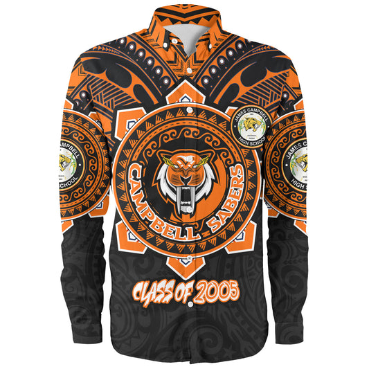 Hawaii Long Sleeve Shirt Custom James Campbell High School SaberNation Super Sabers Tribal Style