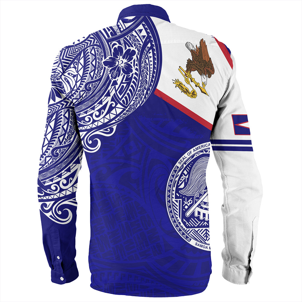 American Samoa Long Sleeve Shirt Polynesian Flag With Coat Of Arms