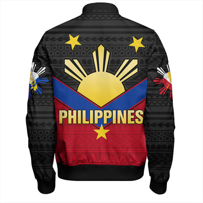Philippines Bomber Jacket Custom - Philippines Sun Star Sport Style Polynesian