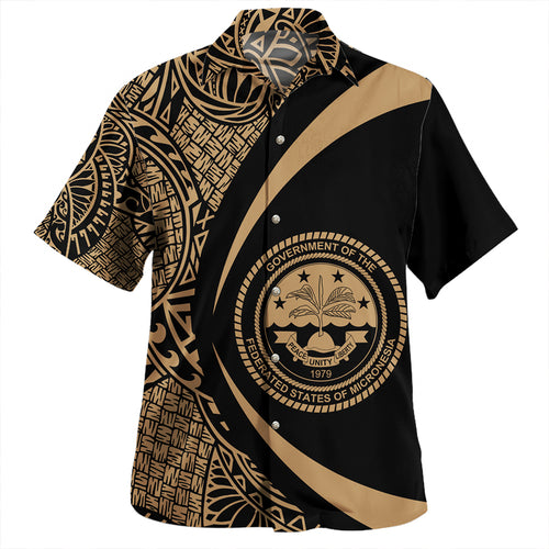 Federated States of Micronesia Hawaiian Shirt Coat Of Arm Lauhala Gray Circle