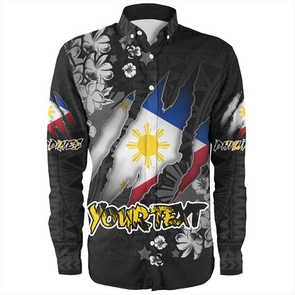 Philippines Custom Long Sleeve Shirt Filipino Heritage Blood Inside Me