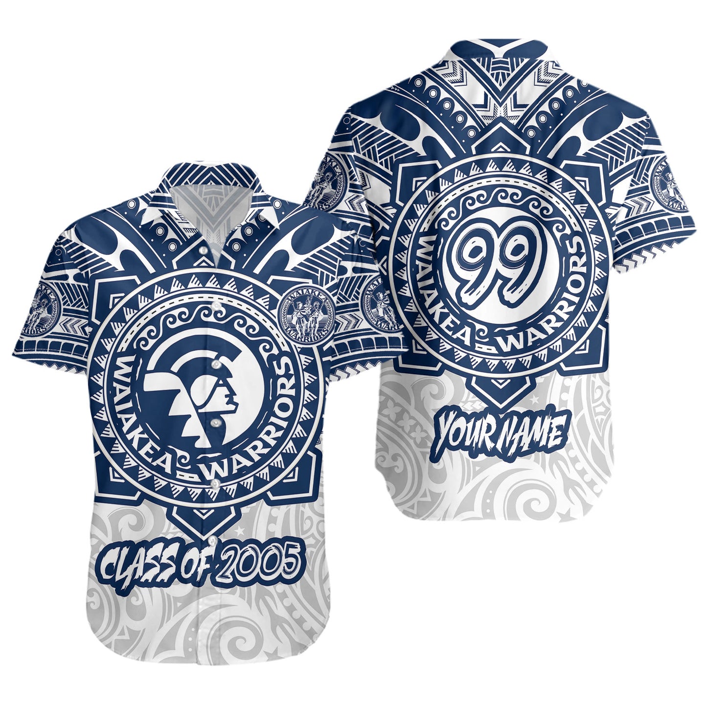 Hawaii Short Sleeve Shirt Custom Waiakea High School Super Waiakea Warriors Tribal Style