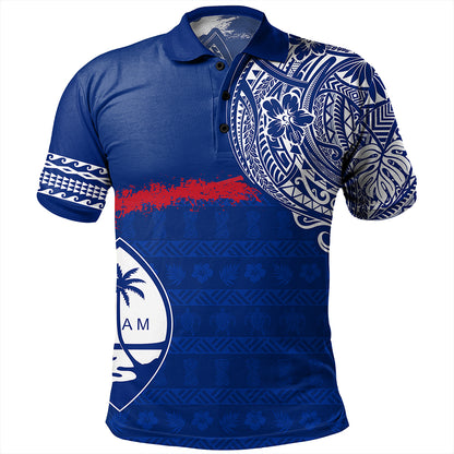 Guam Polo Shirt Polynesian Flag With Coat Of Arms