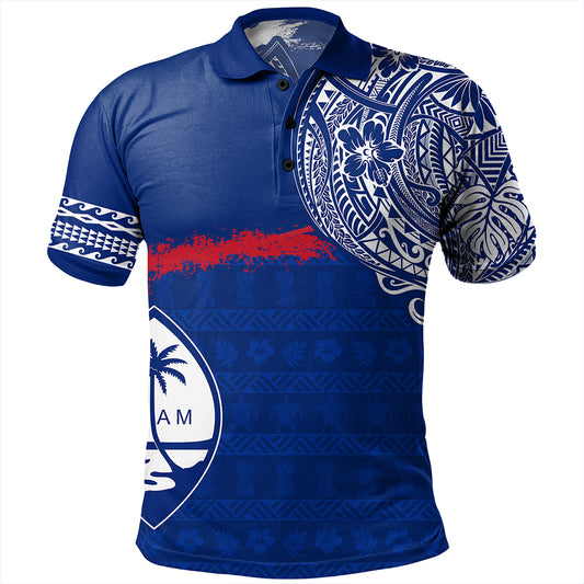 Guam Polo Shirt Polynesian Flag With Coat Of Arms