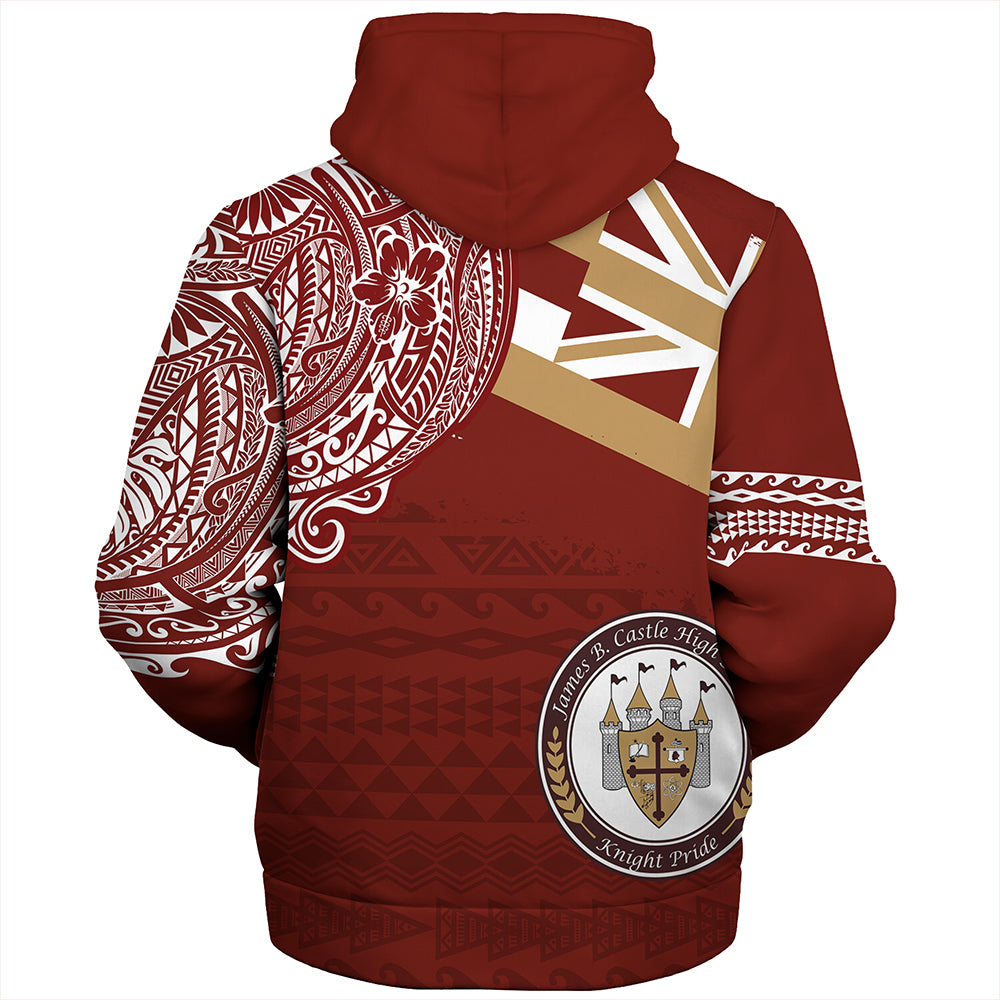 Hawaii Sherpa Hoodie James B. Castle High School With Crest Style