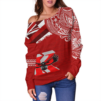 Hawaii Off Shoulder Sweatshirt Kauai High School With Crest Style