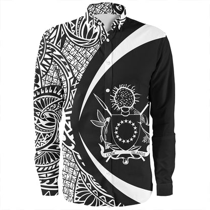 Cook Islands Long Sleeve Shirt Coat Of Arm Lauhala White Circle