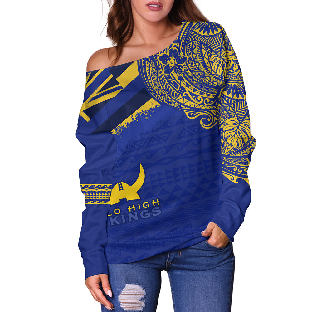 Hawaii Off Shoulder Sweatshirt Hilo High School With Crest Style