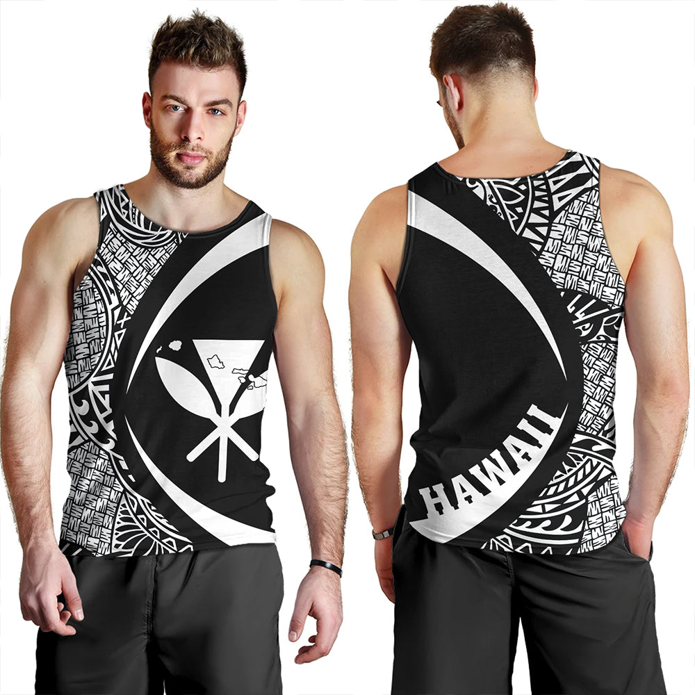 Hawaii Tank Top Kanaka Maoli Hawaiian Map Lauhala White Circle