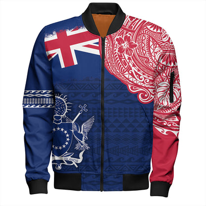 Cook Islands Bomber Jacket Polynesian Flag With Coat Of Arms