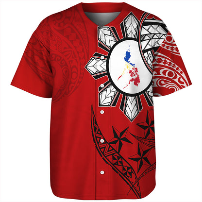 Philippines Baseball Shirt Tribal Sun In My Heart Red Style