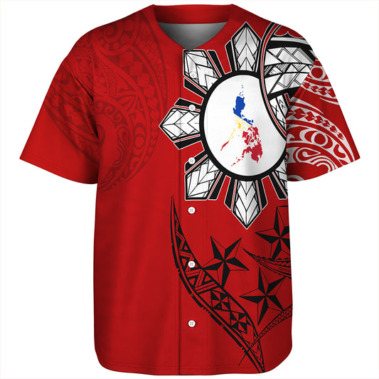 Philippines Baseball Shirt Tribal Sun In My Heart Red Style