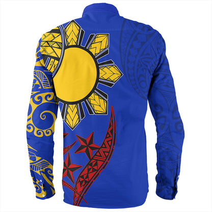 Philippines Long Sleeve Shirt Tribal Sun In My Heart Color Flag Style