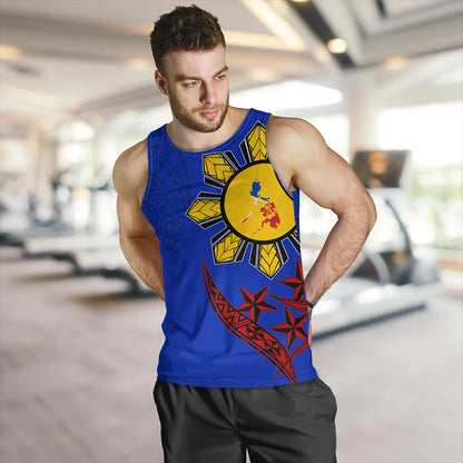 Philippines Tank Top Tribal Sun In My Heart Color Flag Style